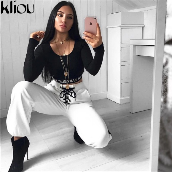 White Pants Trousers high waisted - Picture 2 of 4